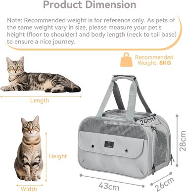 Транспортний бокс для котів та собак, сірий. Підходить для авіаперельотів та авто. Легкий, з безпечними пряжками та сіткою. Також використовується як сумка для зберігання.