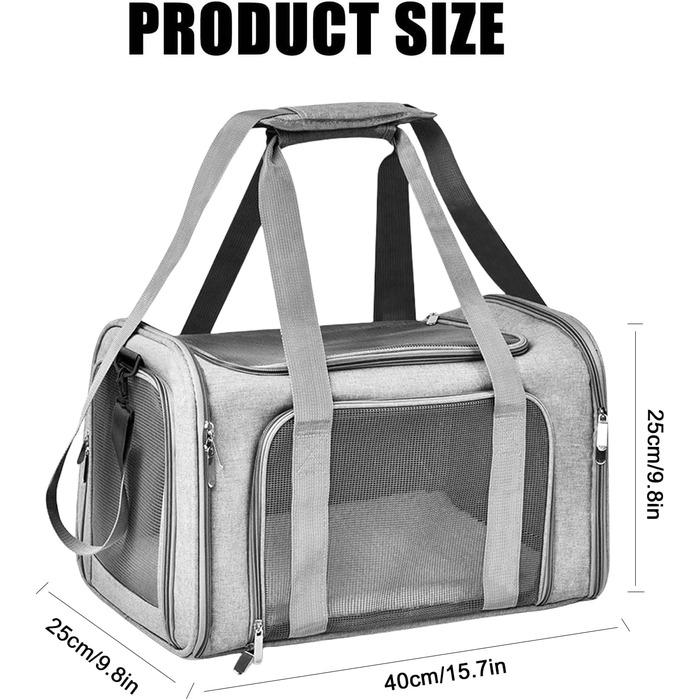 Транспортна переноска для кота/собаки Katzentransporttasche, 40x25x25 см, складана, з плечовим ременем, до 3 кг