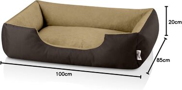 Ліжко для собак BedDog XL - м'яке ліжко-корзина для середніх собак, коричнево-бежеве, 100 x 85 x 23 см, знімний чохол