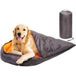 Спальний мішок для собак Lifeunion, водонепроникний, теплий, компактний, для подорожей, кемпінгу, хайкінгу, рюкзакових походів (Сірий + Оранжевий)