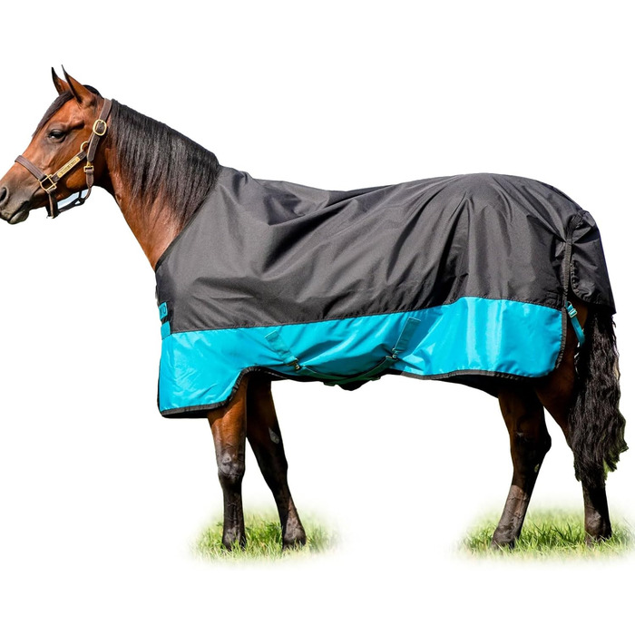 Водонепроникна кінська попона Horseware Mio Turnout Lite, чорна з бірюзовим, HW 20