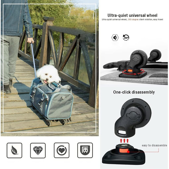 Розширювана переноска для домашніх тварин, переноска для котів/собак, переноска для подорожей знімними колесами, складана переноска для собак та котів середніх та маленьких порід (колір: Стиль C)