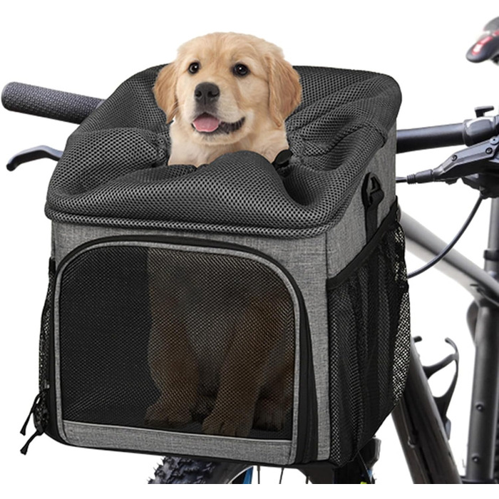 Корзина для собак на велосипед, знімна, легка, сумка-переноска, дихаюча, для їжі, в гори та сад