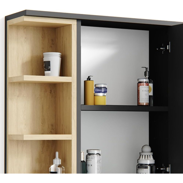 Vicco Aquis дзеркальна шафа для ванної, 30x81.8 см, антрацит, Sonoma, меблі для ванної кімнати