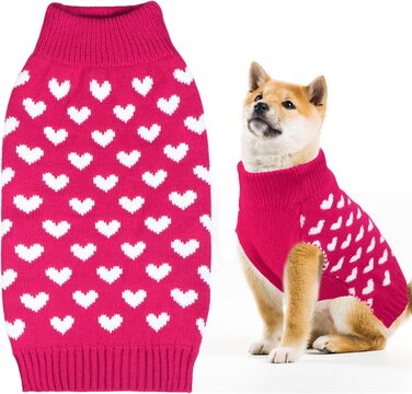 Вовняний пуловер для собак на День святого Валентина з червоним серцем (малий, середній, великий)