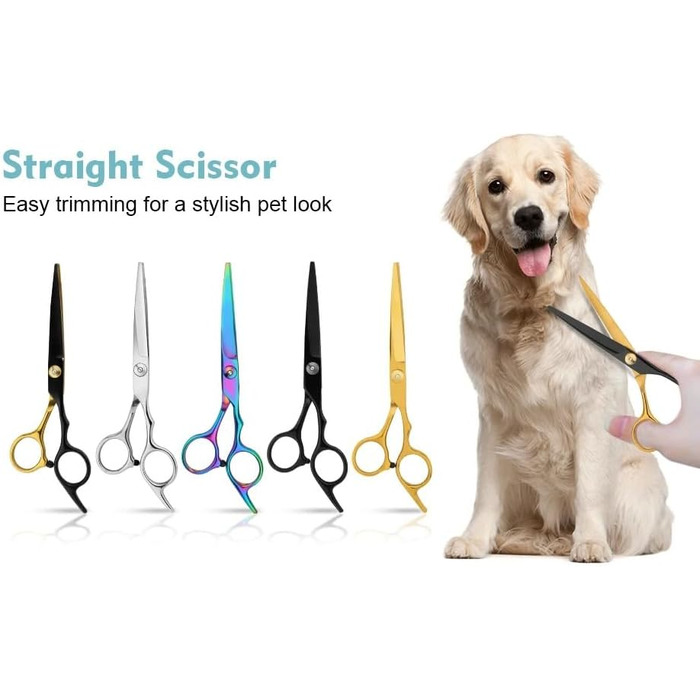 Набір професійних ножиць для собак 3 в 1 - Violett. Ножиці для грумінгу собак, котів та інших тварин. Прямі, зубчасті та вигнуті ножиці.