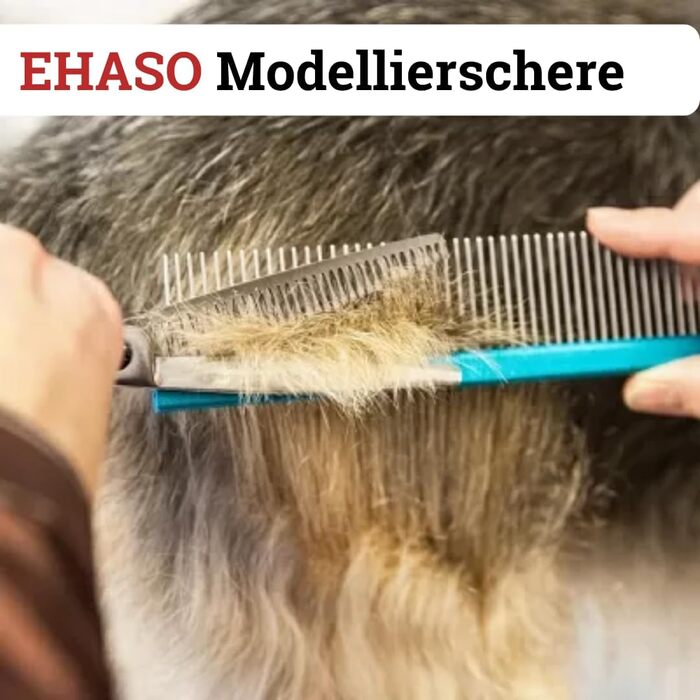 Професійна ножиця для грумінгу собак EHASO 22 зубчики, 17 см, чорний титан