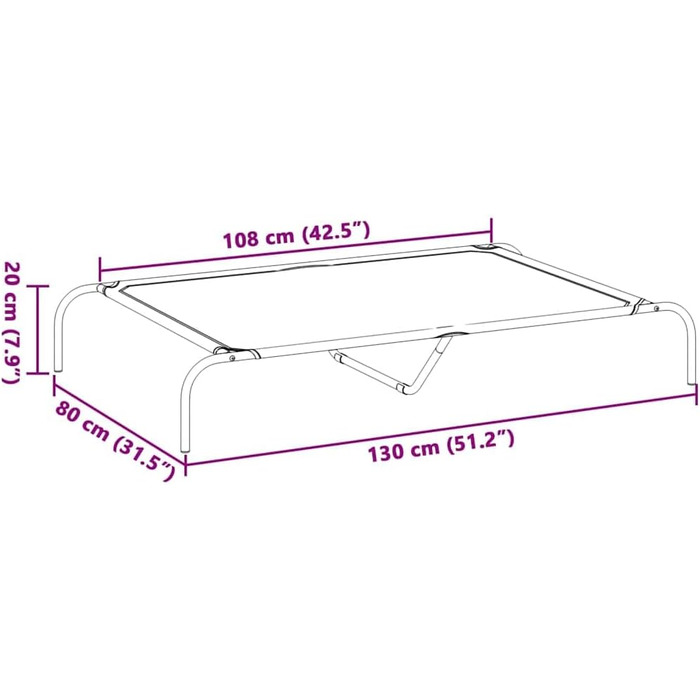 Підвищене собаче ліжко vidaXL 110x65x20 см Textilene та сталь. Собаче ліжко, лежанка, диванчик для собак, лежанка для домашніх тварин, місце для сну собаки, зовнішнє собаче ліжко