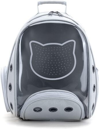 Рюкзак для котів та маленьких собак PETCUTE, дихаючий, знімний килимок, до 6 кг, з прозорим вікном, для подорожей (світло-сірий)