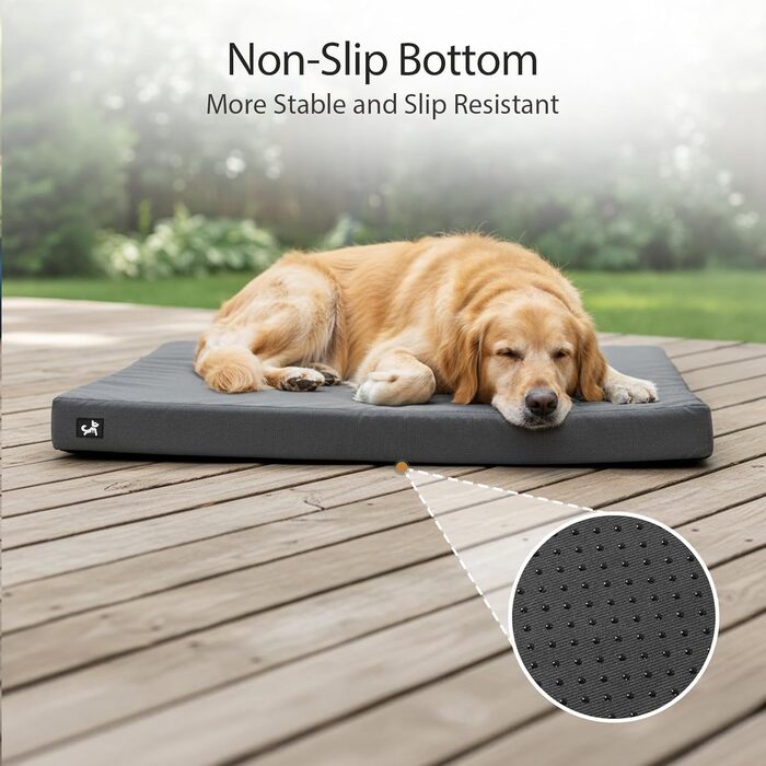 Ортопедичне собаче ліжко Sytopia з тканини для яхт для великих та середніх собак, підходить для дому та вулиці, водонепроникне та миється, знімний чохол, неслизьке дно, розмір 107 x 76 x 8 см, сірий колір