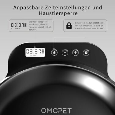 Автоматичний дозатор корму для котів та собак, 8oz*4 прийоми їжі, з таймером, з замком безпеки, з 2 охолоджувальними акумуляторами (Чорний)