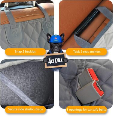 Авточохол на сидіння для собак з віконцем та боковою клапаною, водовідштовхуючий та нековзний, для автомобілів, вантажівок та SUV (144 см x 129 см)