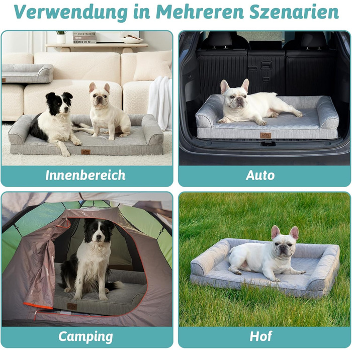 Ортопедичне ліжко для собак COZY KISS - велике, комфортне, знімний чохол, водовідштовхувальне покриття (XL, L)