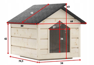 Будник для собак DogHouse, дерево, зовнішні розміри: 80 см x 64 см x 61 см