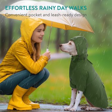 Дощовик для собак Navaris - водонепроникний дощовик для собак, дощовий плащ, дощова куртка, зелений, L