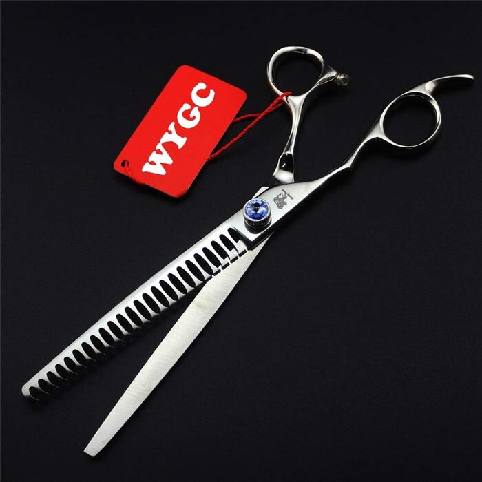 Професійна ліворука ножиці для стрижки собак, 8.0 дюймів, 440C сталь, прямі та розріджуючі леза, для перукарів та дому
