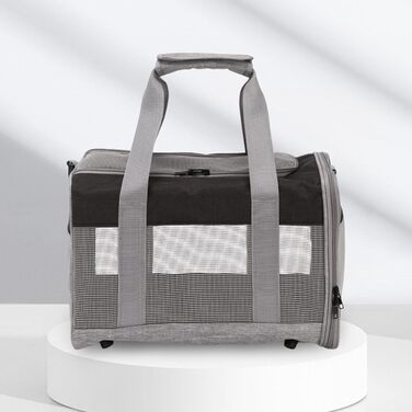 Транспортна переноска для тварин, складна сумка-переноска для котів та собак, з двома отворами для рук, дихаюча переноска для маленьких собак, зручна переноска (Сірий)