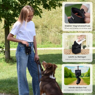 Сумка для ласощів для собак з дозатором кульок – Магнітна застібка, карабін та липучка – Компактна сумочка для цукерок для собак – Ідеально для дресирування та прогулянок