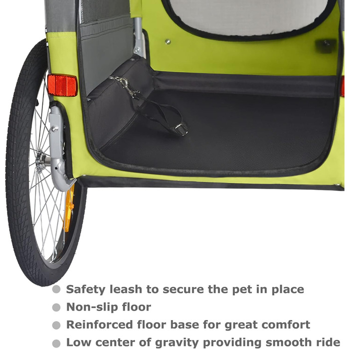 Причіп для собак Tiggo VS Pets M - велосипедний причіп для собак, 80201 (зелений)
