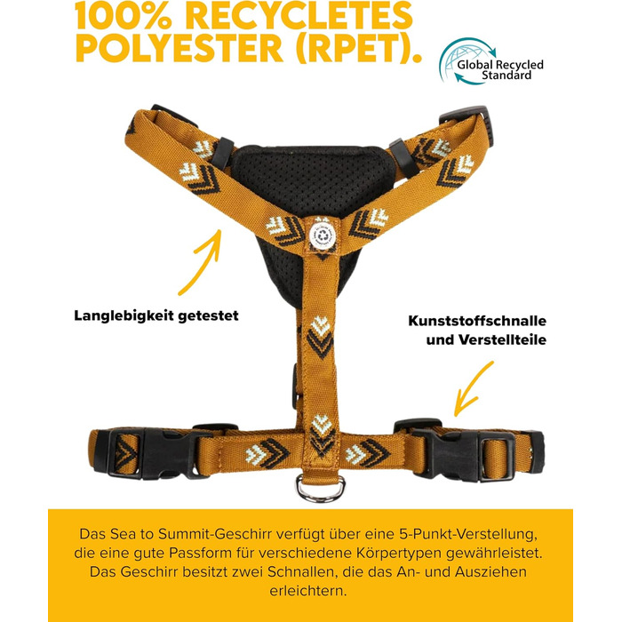 Шлейка для собак Woolly Wolf Sea to Summit, M - для середніх собак, з переробленого поліестеру, регульована, з відбивачами