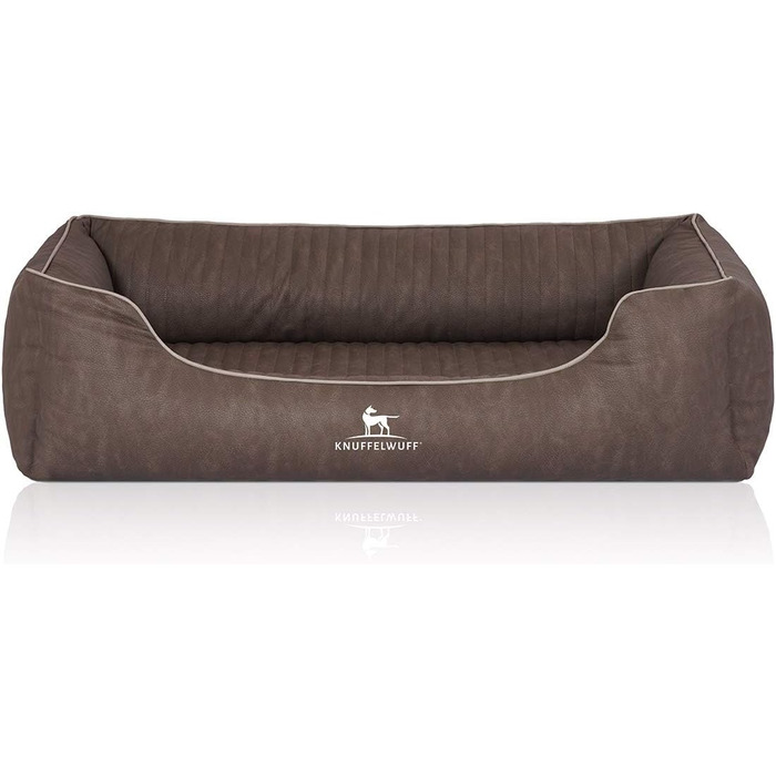 Ортопедичне ліжко для собак Knuffelwuff Tampa з лазерного тиснення з штучної шкіри XXL, 120 x 85 см, коричнево-сірий