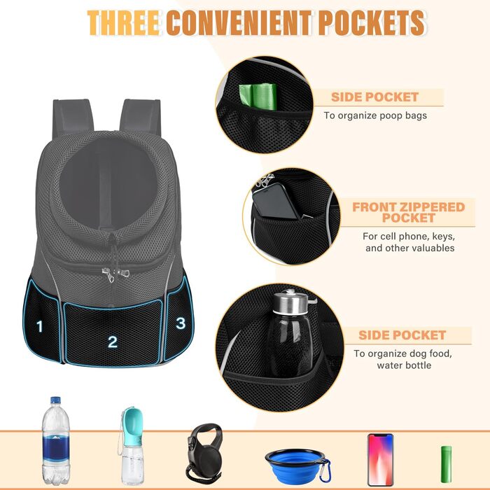 Сумка-переноска для собак YUDODO, переноска для тварин, чорна, для маленьких собак, котів, кроликів (M, 2,3–4,5 кг)