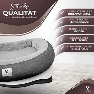 Ортопедичне ліжко для собак Vendit XL для середніх собак - матрац з Memory Foam, антибактеріальне та нейтралізуюче запахи, водонепроникне та стійке до подряпин, зі знімним чохлом, нековзне та довговічне. Розміри: 120 x 85 x 19 см