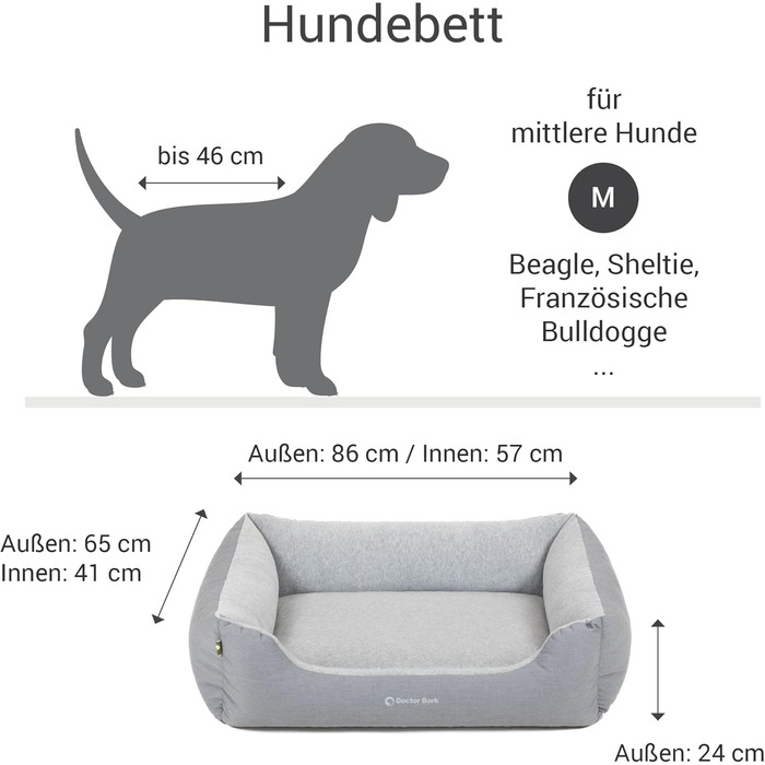 Килимок для собак Doctor Bark, плюшевий та м'який, середній, 86x65 см, сірий, Made in Germany