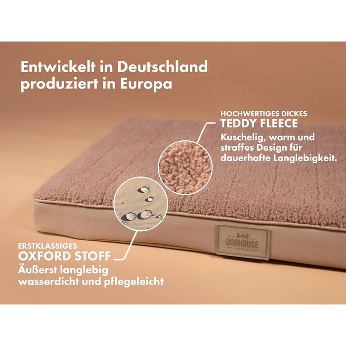 Килимок для собак середніх порід 100x65x9 см, м'який, миючий, бежевий