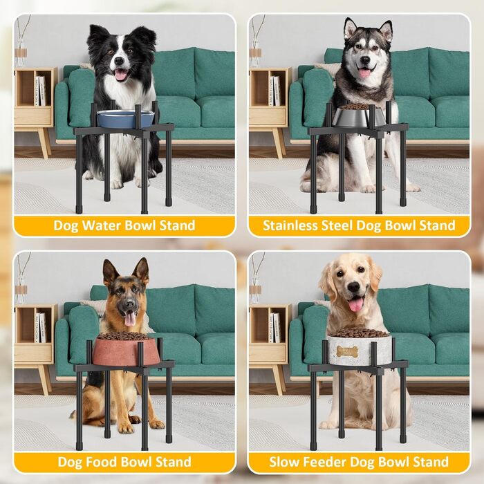 Підставка для води для собак Jane Eyre – регульована, піднята, для великих та середніх собак, антиковзаюча, без миски. Матеріал: L-STEEL