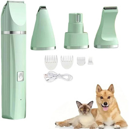 Набір для грумінгу домашніх тварин Tickle Paw 4 в 1: тример для шерсті, машинка для стрижки, шліфувальник для нігтів (для котів та собак)