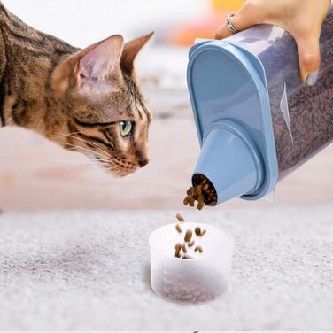 Контейнери для корму для тварин GreenJoy (2 шт.) 0,9 кг/2,5 л з мірним стаканчиком, кришками та мискою для собак та котів, водонепроникні, BPA-free (блакитний та рожевий)