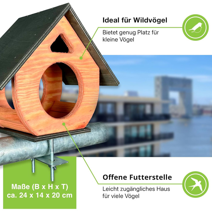 Пташник на балкон GARTENETAGE з натурального дерева, стійкий до погодних умов, проста монтаж