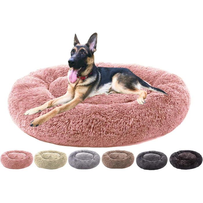 М'яке ліжко для собак та котів, пухнасте, кругленьке, рожеве, Ø 70 см. Легко миється. Підходить для маленьких та середніх собак та котів.