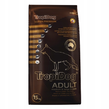 Суперпреміум корм для собак Tropidog Ягня з рисом, 15 кг