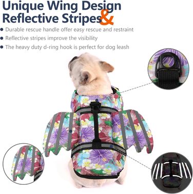 Жилет для плавання собак Petglad з дизайном крила, світловідбиваючий жилет для собак з поплавком для підборіддя, для басейну, пляжу, катання на човні, серфінгу, середніх та великих собак (Помаранчевий, XS) XS (Обхват грудей 29.5-41.9 см) (XS (Обхват груде