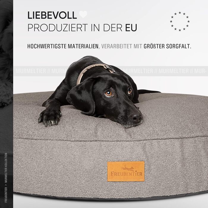 Килимок для собак Freudentier XXL круглий - Ергономічне ліжко для собак, що можна прати - М'який корзинка для собак - Виготовлено в ЄС - Килимок для собак великих собак & ліжко для собак середніх собак (темно-сірий, 100 см) ⌀ 100 см Темно-сірий