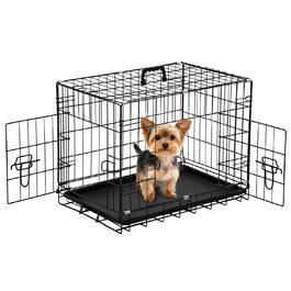 Клітка для собак BestOffice, складана, з 2 дверцятами, висувний піддон, ручка, переноска для собак, 61x42x48 см, S, чорна