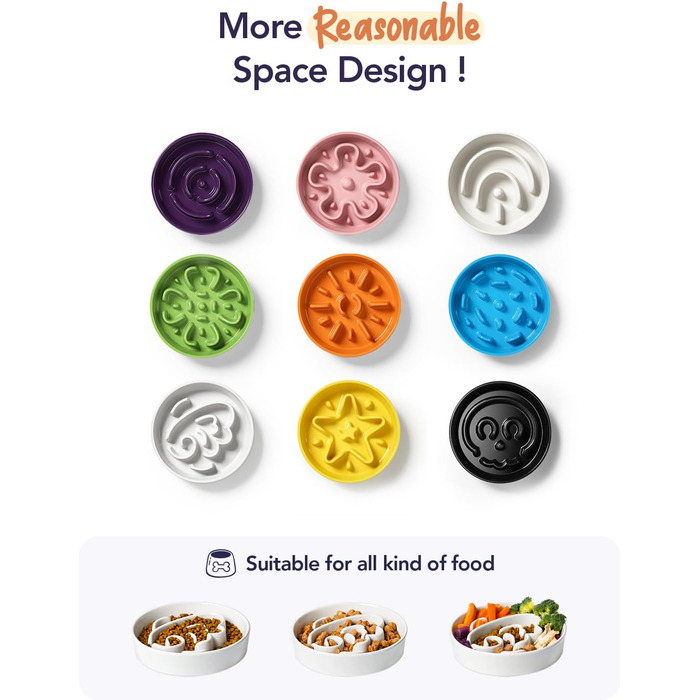 Миска для собак LE TAUCI для повільного годування, кераміка, 675 мл, для маленьких та середніх порід, протиковзаюча, білий колір