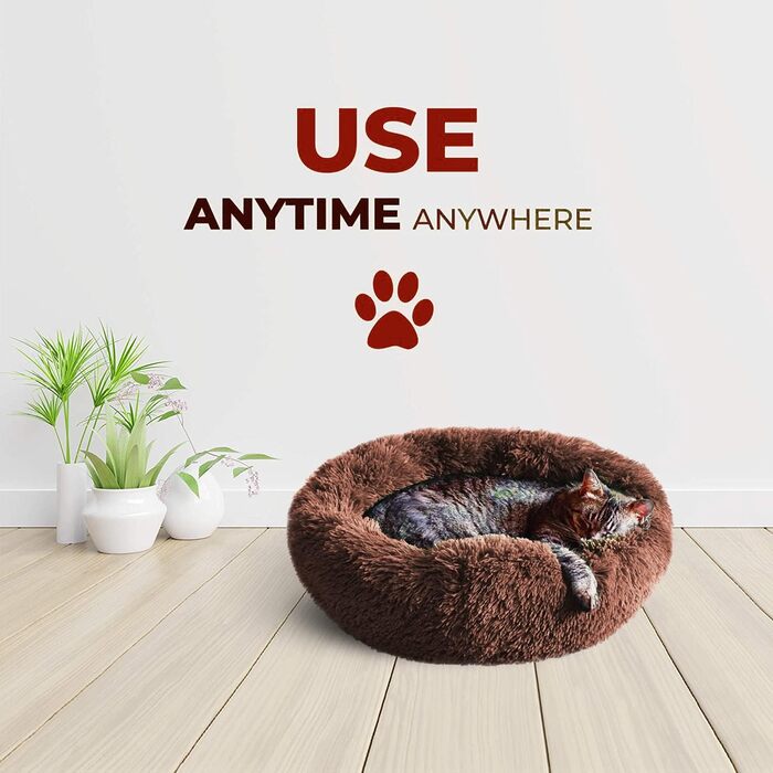 Whiskers & Friends ортопедичне кругле ліжко для котів і собак, м'яке флісове лежанка для домашніх тварин, машинне прання, для малих і великих котів та собак