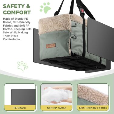 Автокрісло для собак з PU-шкіри, Рожеве (Зелена PU-шкіра)