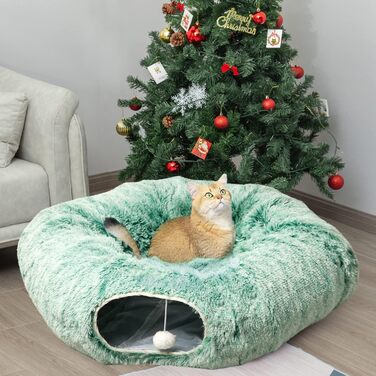 Великий тунель для котів AUOON, котяче ліжко, іграшка для котів, складаний плюшевий тунель для домашніх котів і цуценят, великий діаметр