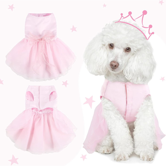 Сукня для собак на весілля: розкішний собачий балетний костюм принцеси, літня сукня для цуценят, сукня для собак на весілля з бантиком, для маленьких дівчаток (XS, Рожевий)