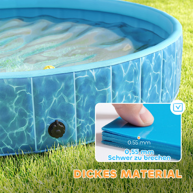 PawHut Dog Pool Складаний весловий басейн з фонтаном і подушкою для води Дизайн Ø160 x 30 см Нековзна ванна для собак Басейн для собак і кішок | Аосом
