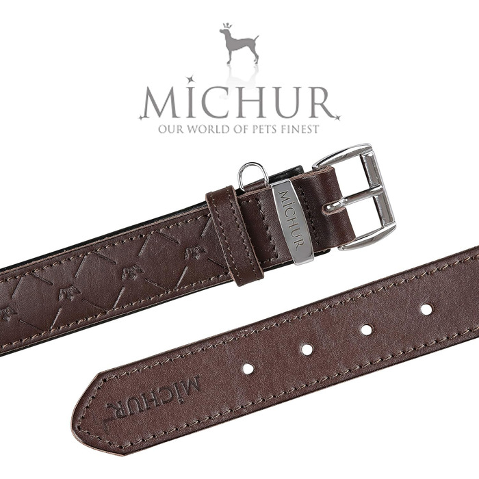 MICHUR нашийник для собак з натуральної шкіри, коричневий, різні розміри
