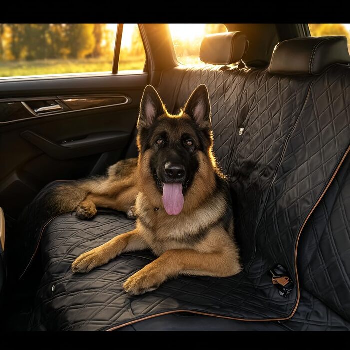 Захист для заднього сидіння авто для собак - водовідштовхувальний, стійкий до подряпин, нековзний, миючий - матеріал Oxford - захист для собак в автомобілі з бічним захистом - 141x134 см - підходить для SUV та легкових автомобілів DElightX