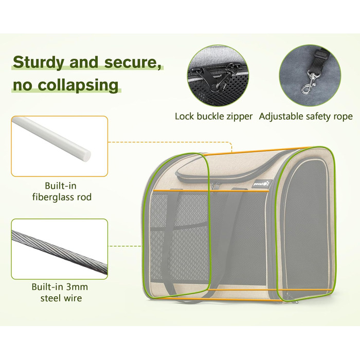 Рюкзак для собак та котів Pecute: зручний та вентильований, для подорожей та прогулянок (Хакі)