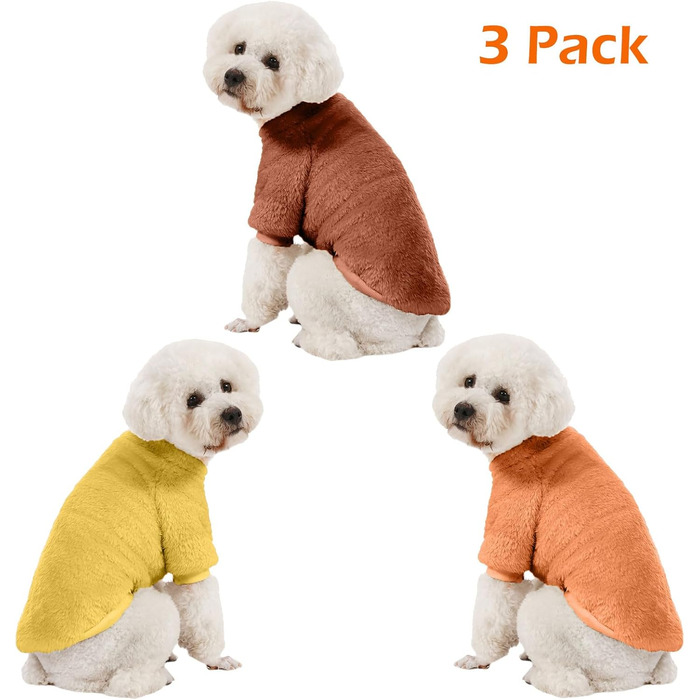 Пуловери для собак Kyaringtso, 2 шт., для маленьких собак, теплий зимовий пуховик для цуценят, для дівчаток та хлопчиків, (XXS, Оранжевий, Коричневий, Жовтий)