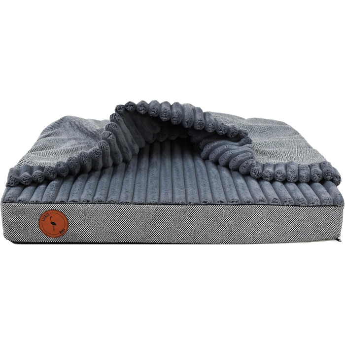 М'яке ліжко для собак середніх порід з ортопедичною матрацною поверхнею, з капюшоном, неслизьке, з водонепроникним покриттям на блискавці (графіт, 70 x 60 x 8 см)