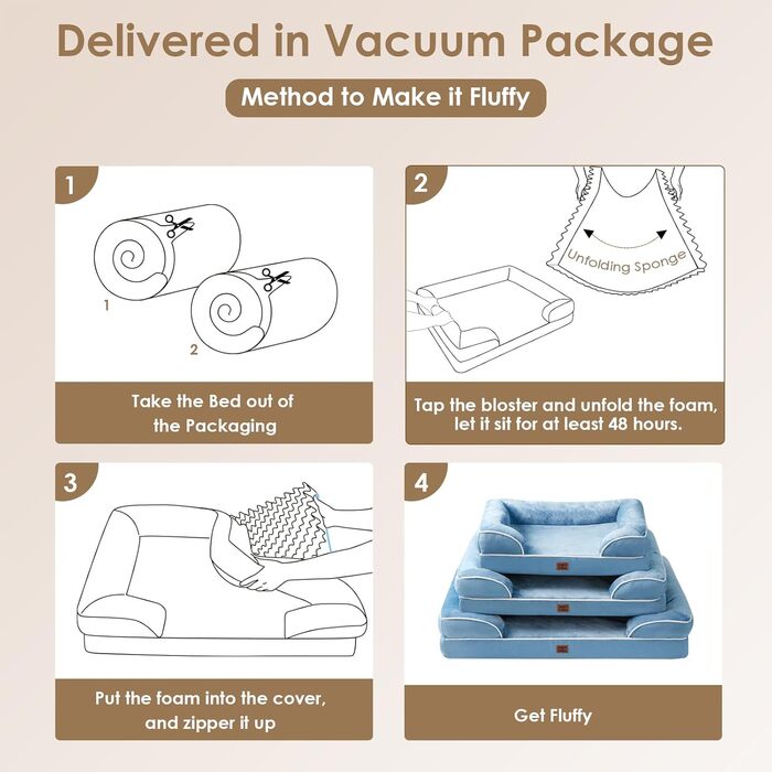 Ортопедичне ліжко для собак великих порід EHEYCIGA, 112x81 см, кошик для собак з Memory Foam, водовідштовхувальне, неслизьке, з високим бортиком, блакитний колір